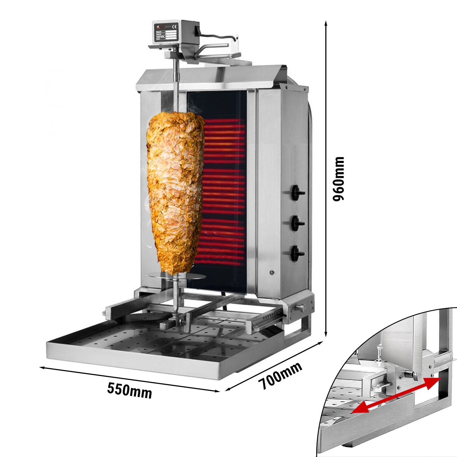 Electric Doner Quarry - Movable Body - 3 -Eyed - Max. 40 kg - including wings