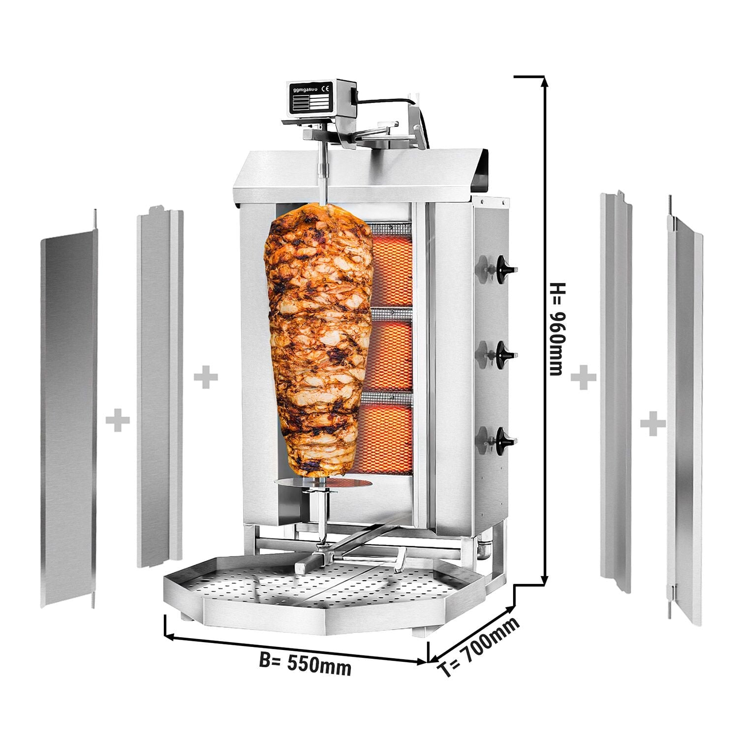 Gasli Doner Quarry - 3 Burner - Max. 40 kg - including protective sheet and wings
