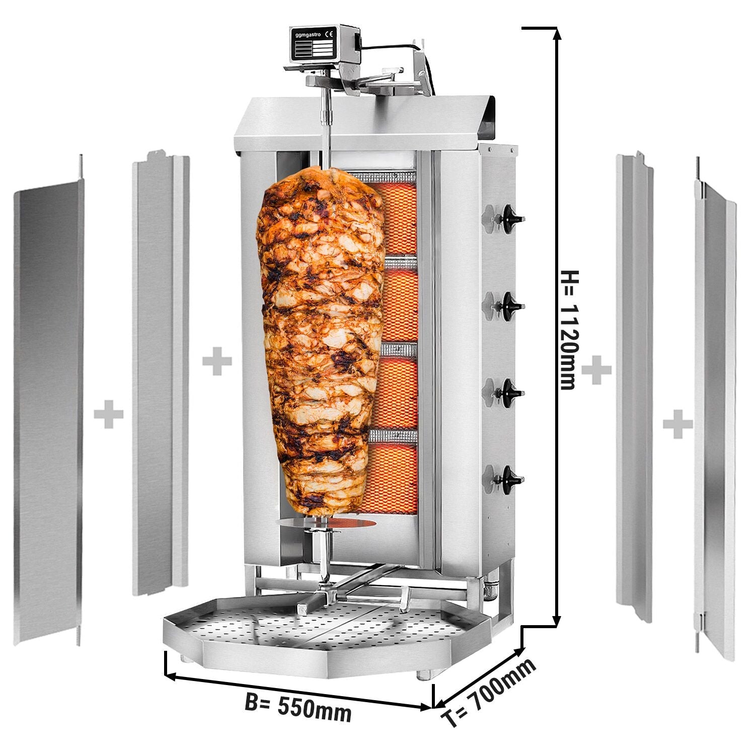 Gasli Doner Quarry - 4 burner - Max. 60 kg - including protective sheet and wings