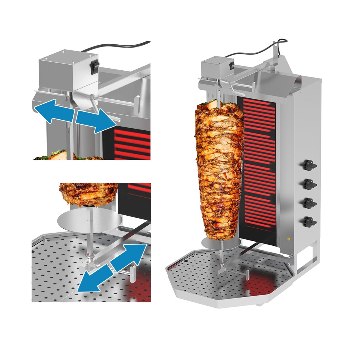 Electric Doner Quarry - 3 Burner - Max. 40 kg - including wings