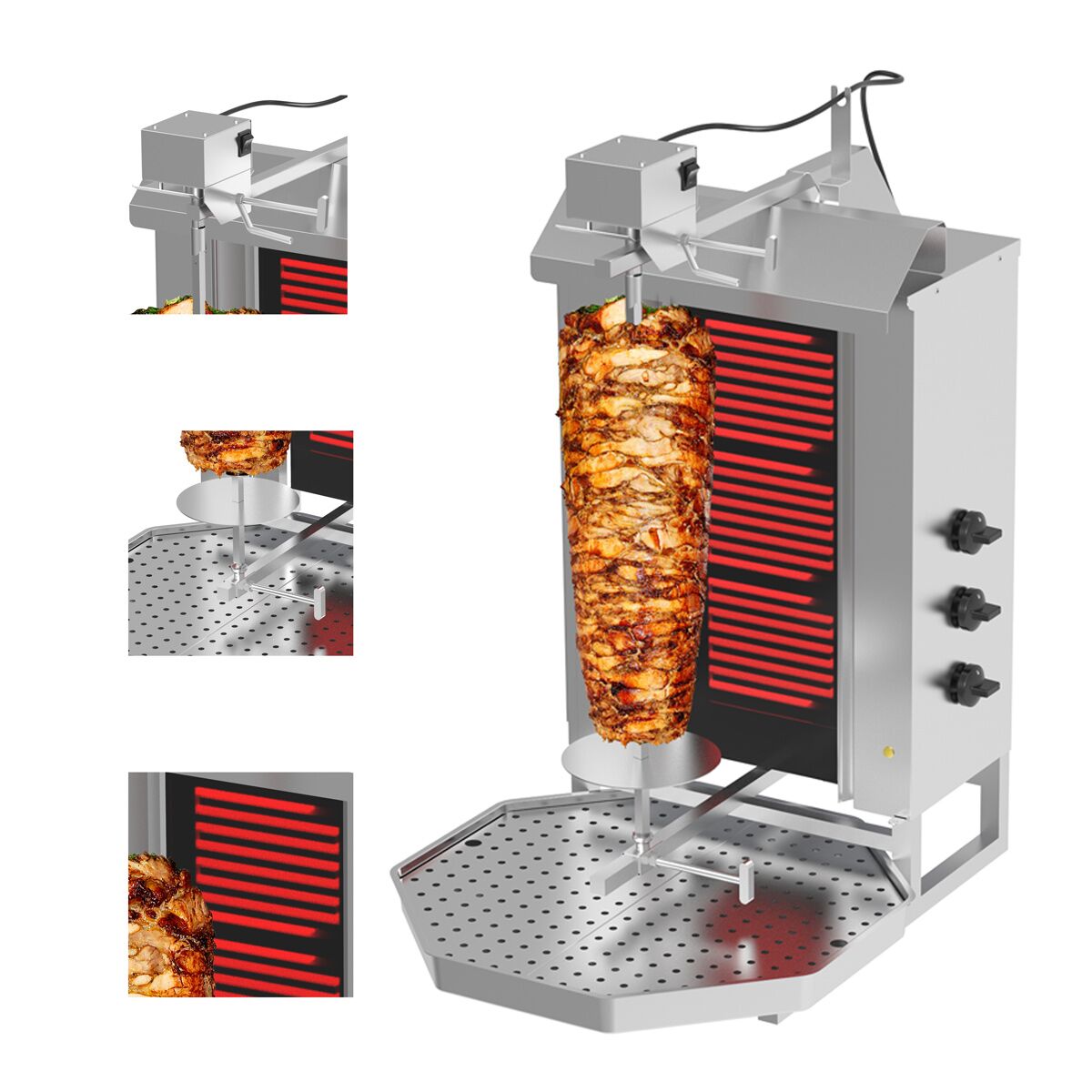 Electric Doner Quarry - 3 Burner - Max. 40 kg - including wings