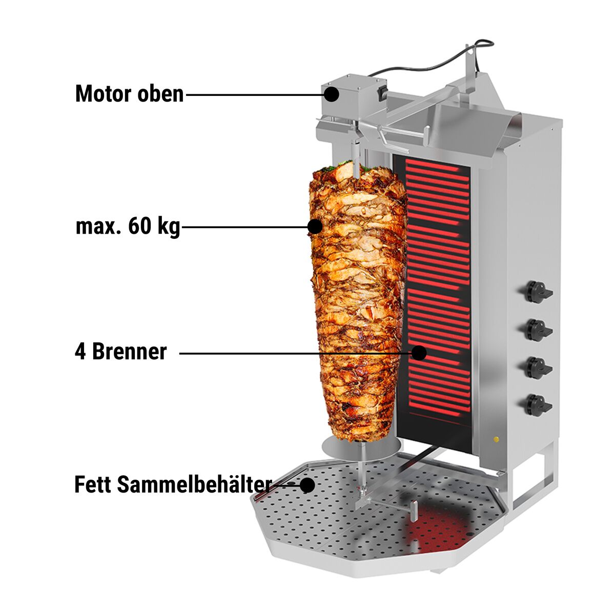 Electric Doner Quarry - 4 -eyed - Max. 60kg - Including wings