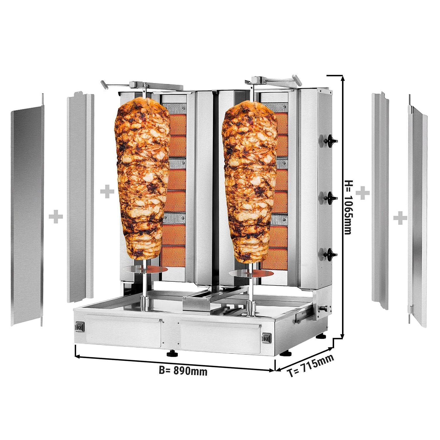 Gasli rotary quarry - 3 + 3 burner - max. 80 kg - including protective sheet and wings