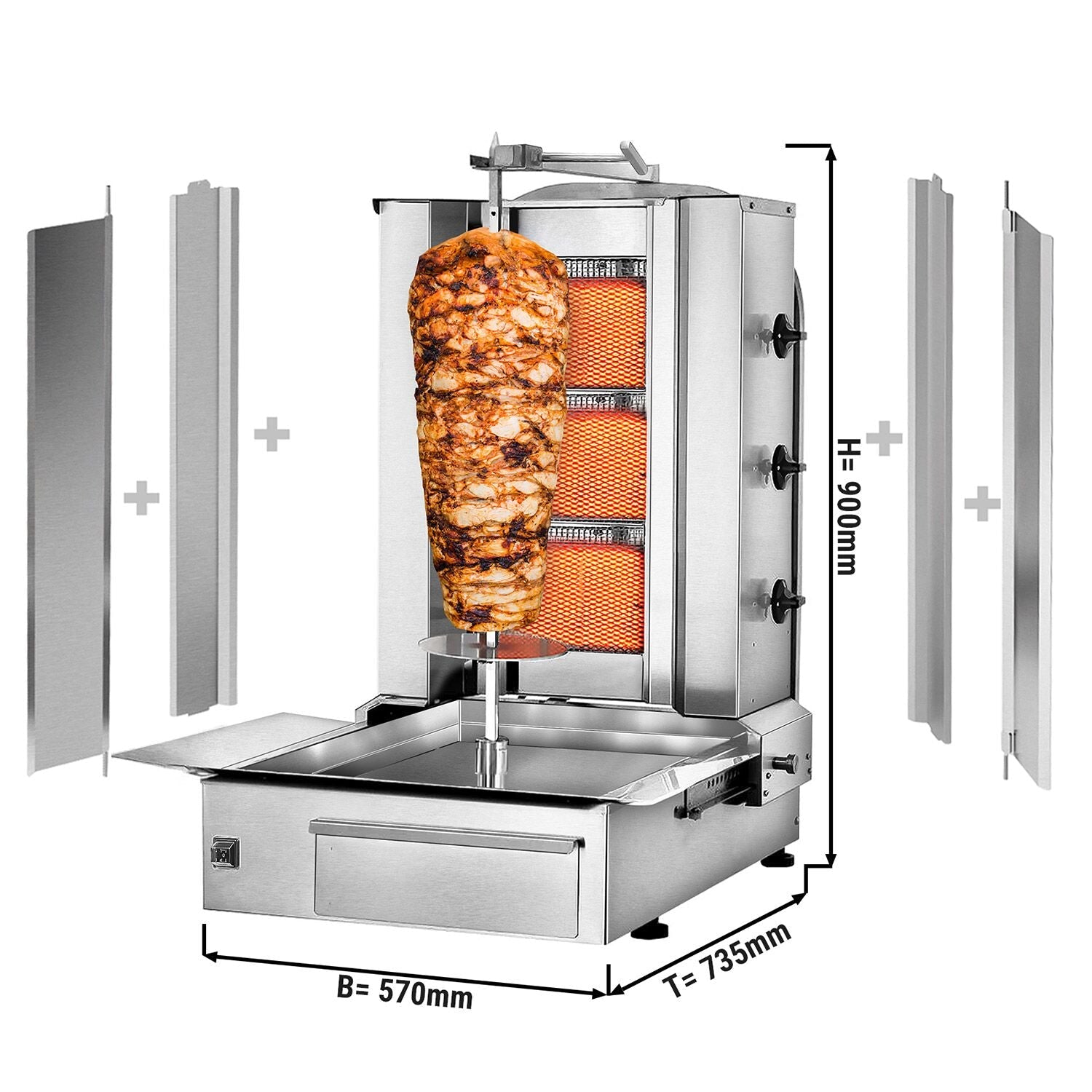 Gasli Doner Quarry - 3 Burner - Max. 40 kg - including protective sheet and wings