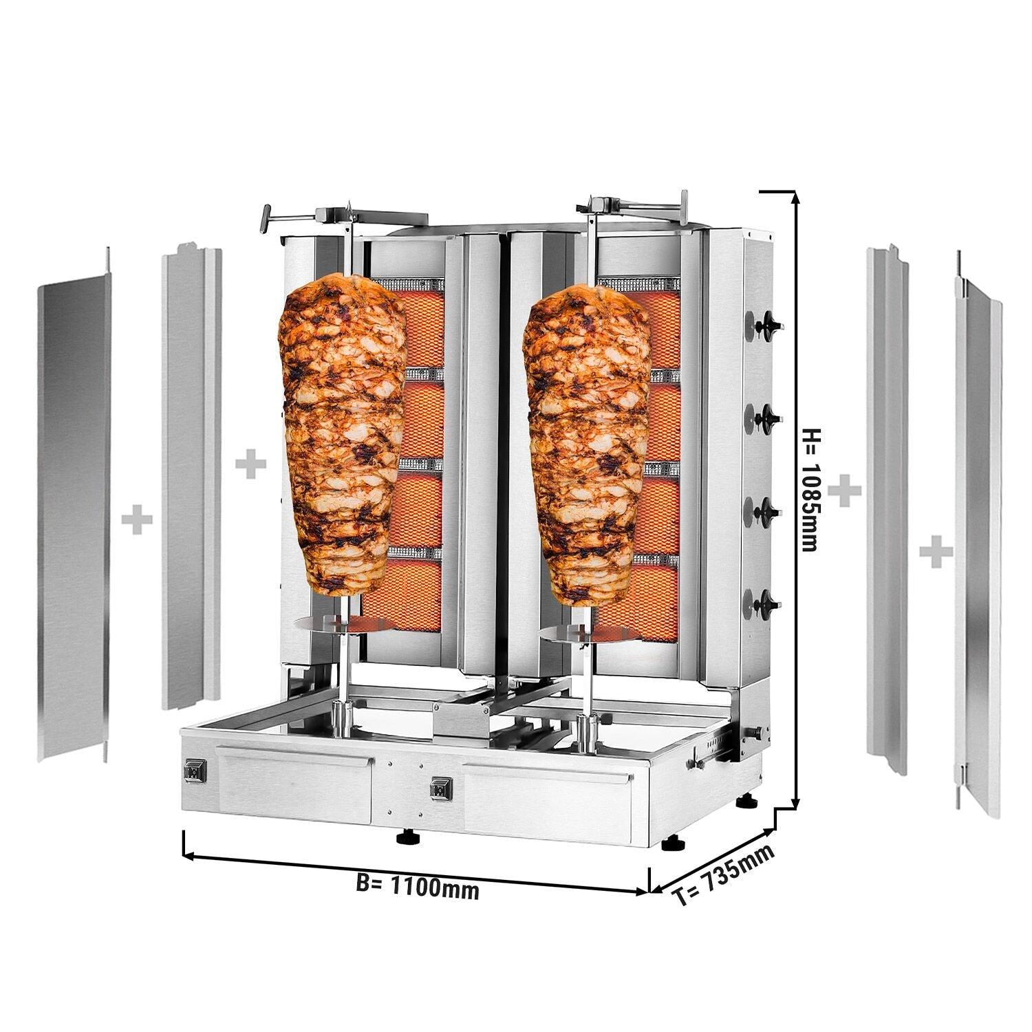 Gasli Doner Quarry - 4 + 4 burner - Max. 120 kg - including protective sheet and wings