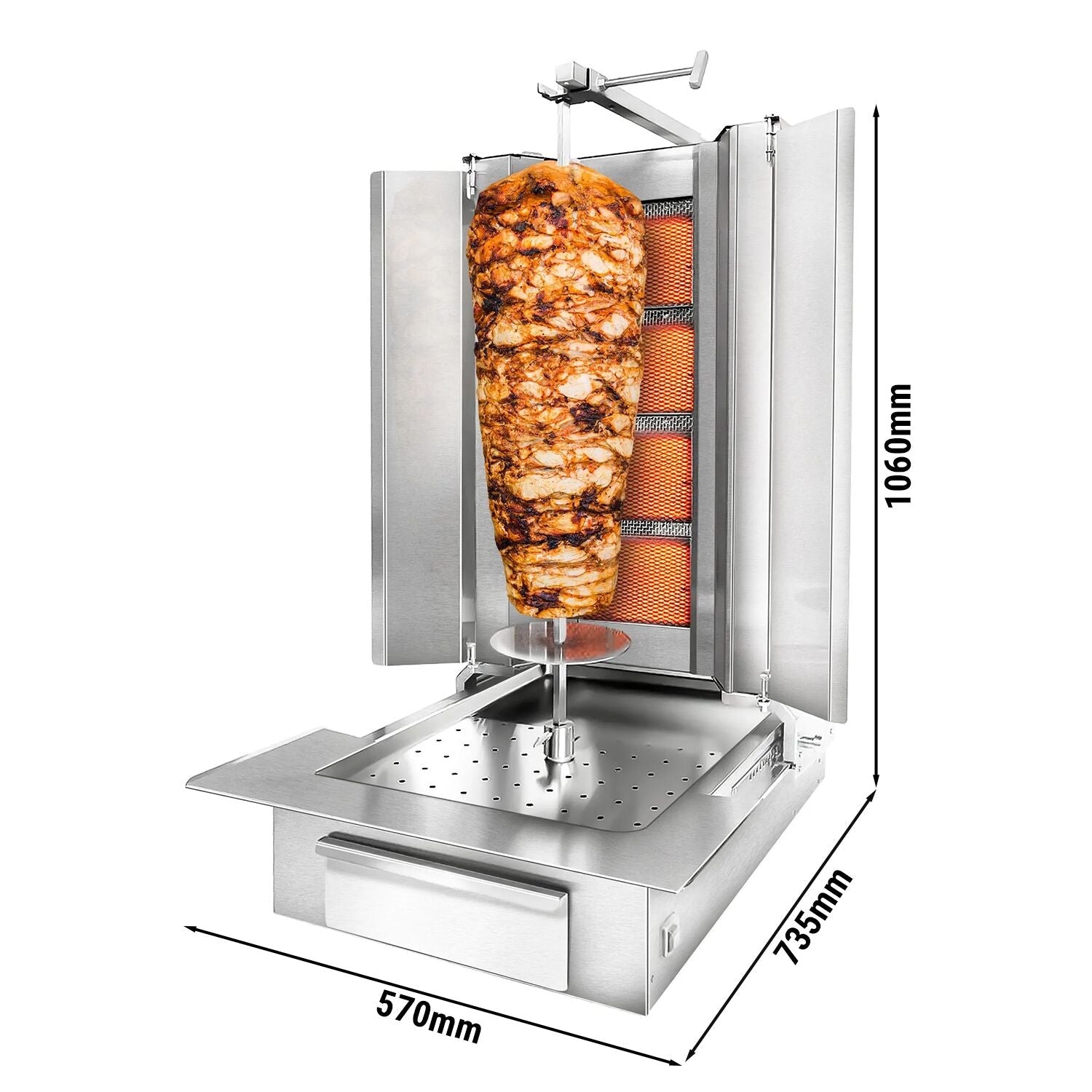 Gasli Doner Quarry - 4 burner - Max. 60 kg - including protective sheet and wings