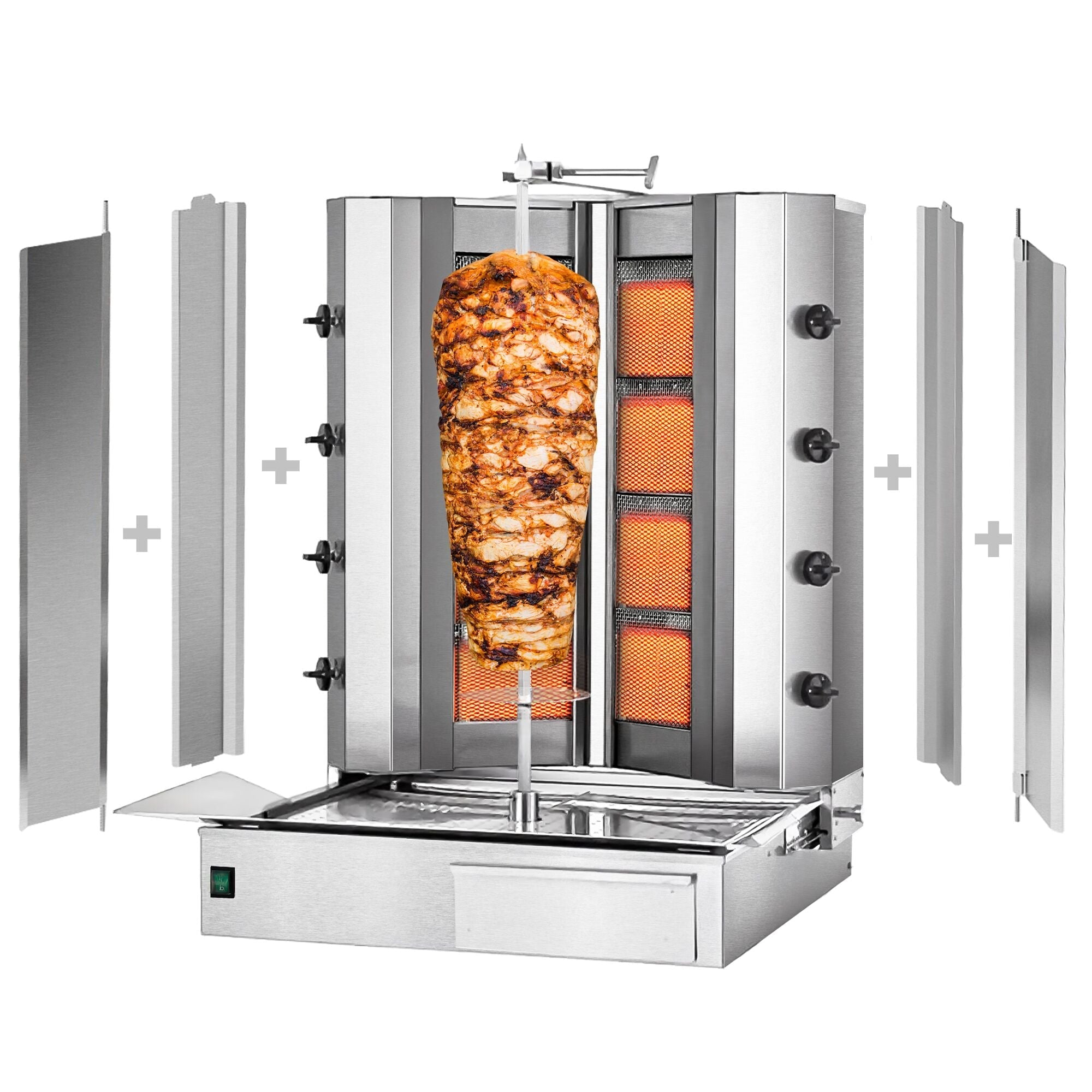 Gasli Doner Quarry - V Model - 4 + 4 burner - Max. 100 kg - including wings