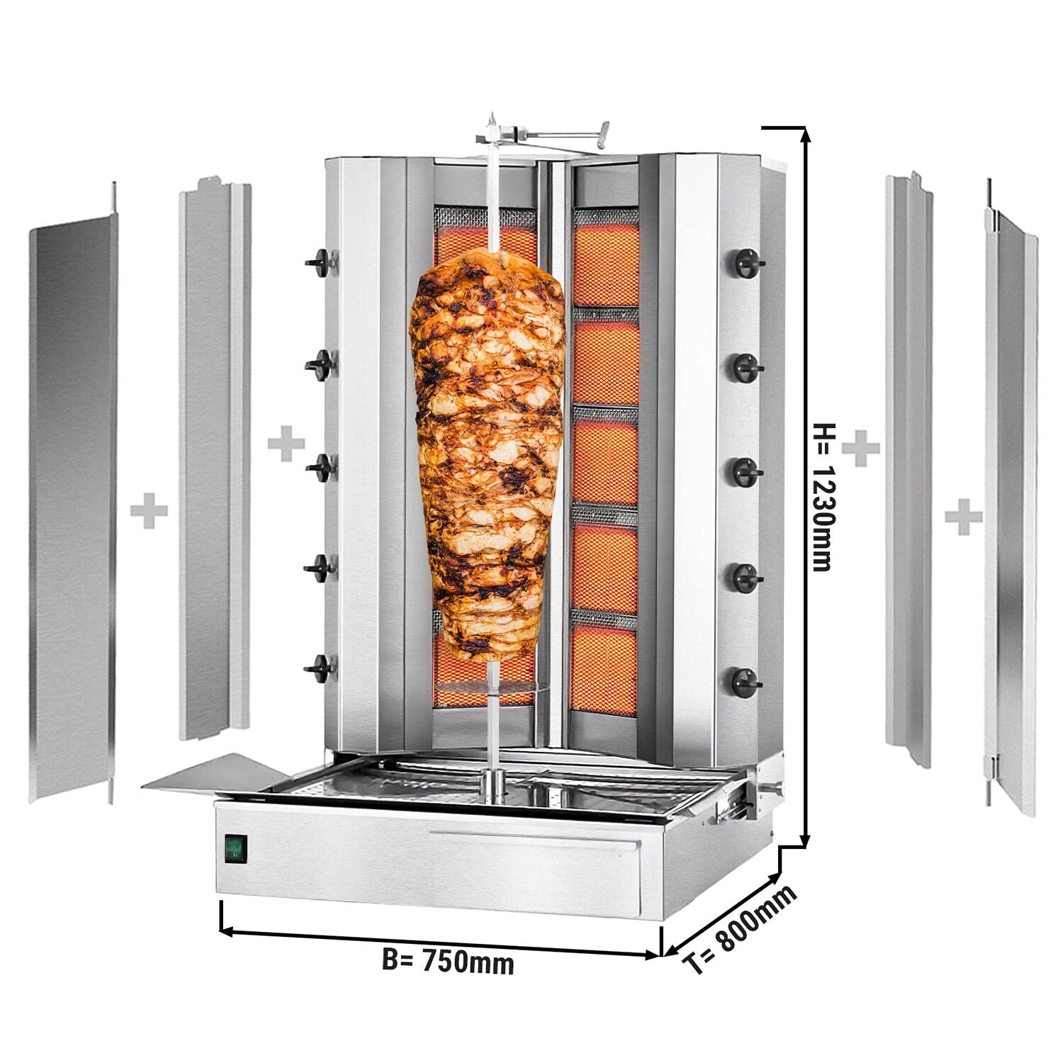 Gasli Doner Quarry - V Model - 5 + 5 burner - Max.  120 kg - including wings