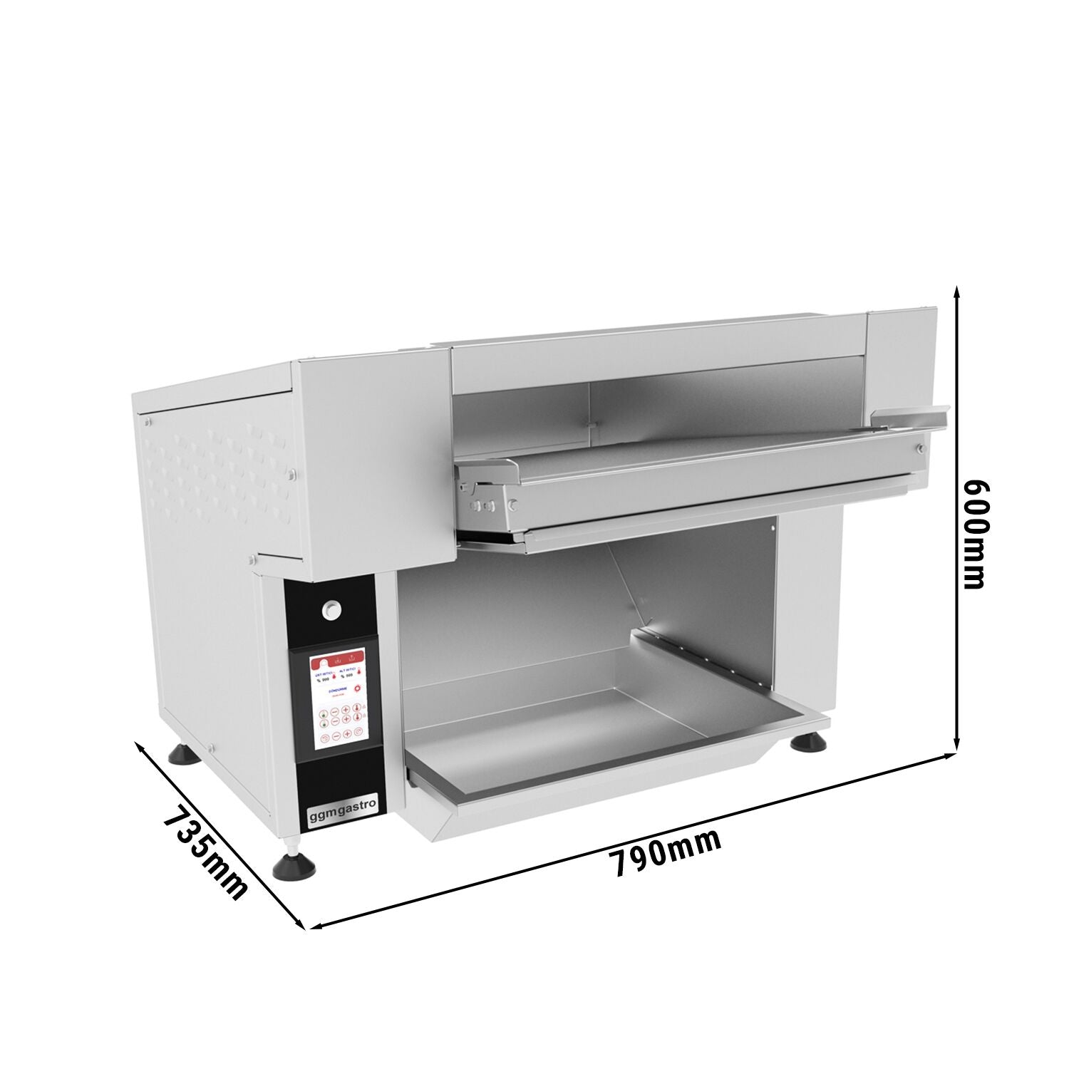 Electric conveyor bread frying machine - horizontal
