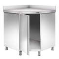 Stainless Steel Corner - Working counter with cupboard - hinged lid and back - 1000x600mm