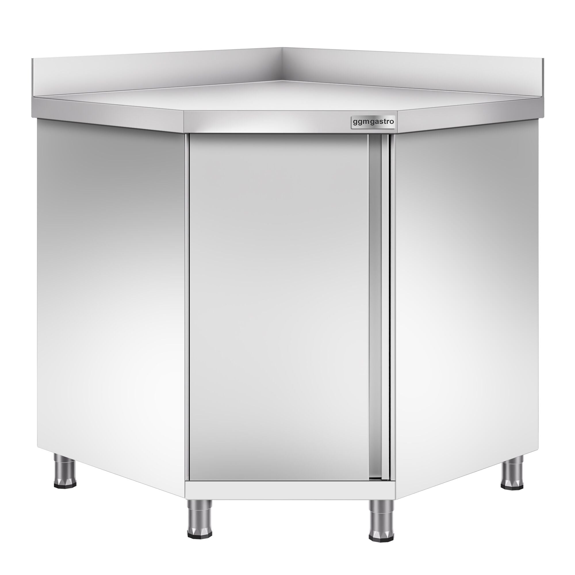 Stainless Steel Corner - Working counter with cupboard - hinged lid and back - 1000x600mm