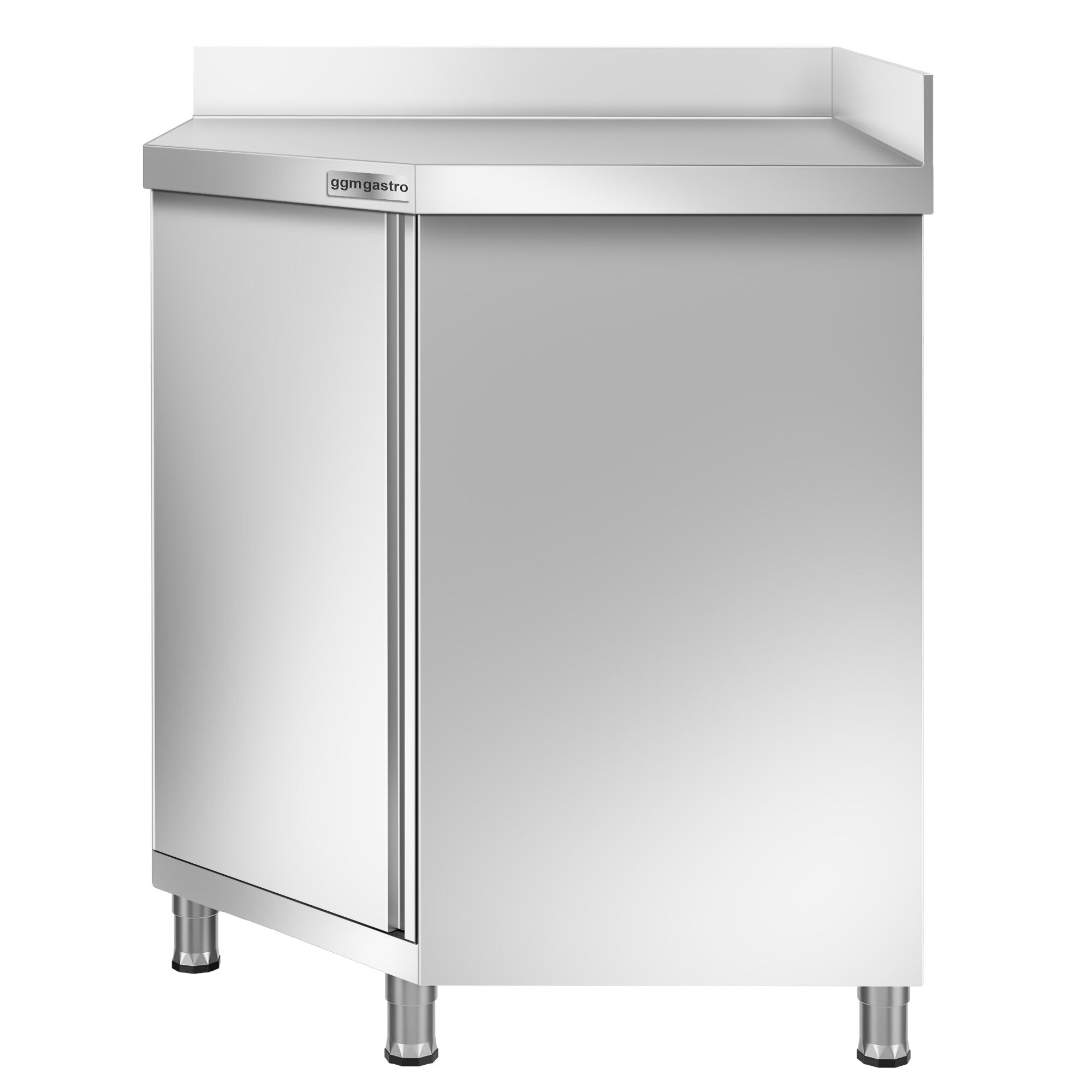 Stainless Steel Corner - Working counter with cupboard - hinged lid and back - 1000x600mm