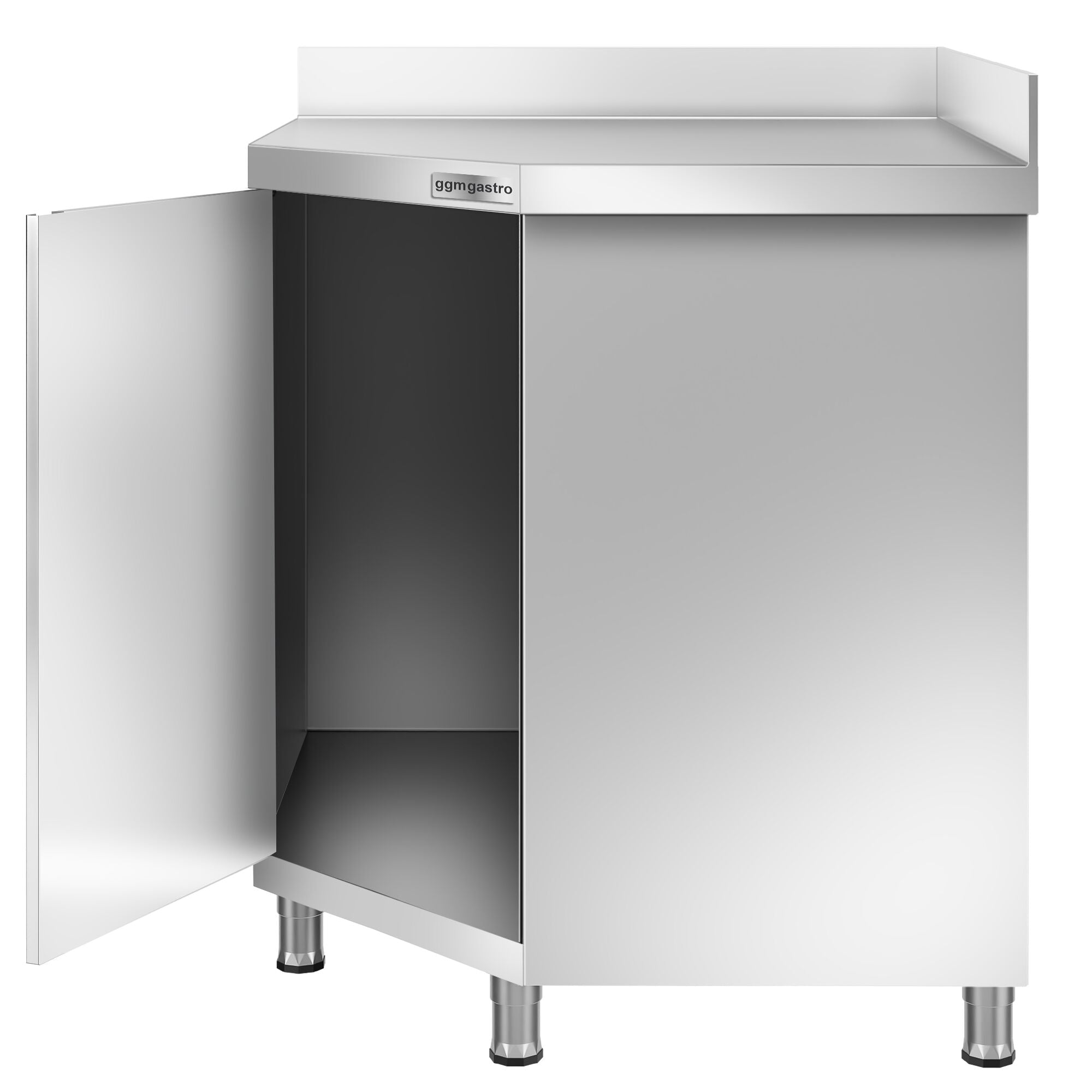 Stainless Steel Corner - Working counter with cupboard - hinged lid and back - 1000x600mm