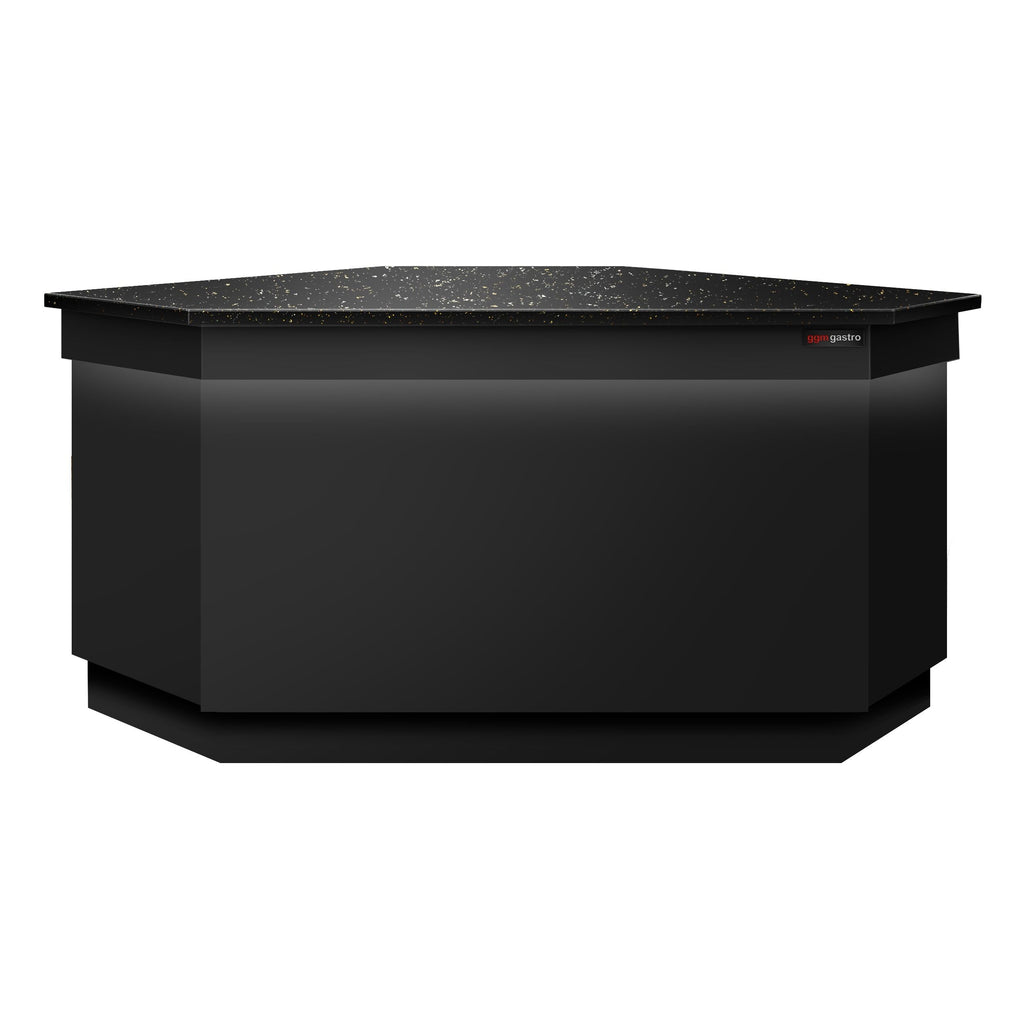 Corner Case Counter Toronto - 1565mm - Black Front Panel - Black Granite Working Call