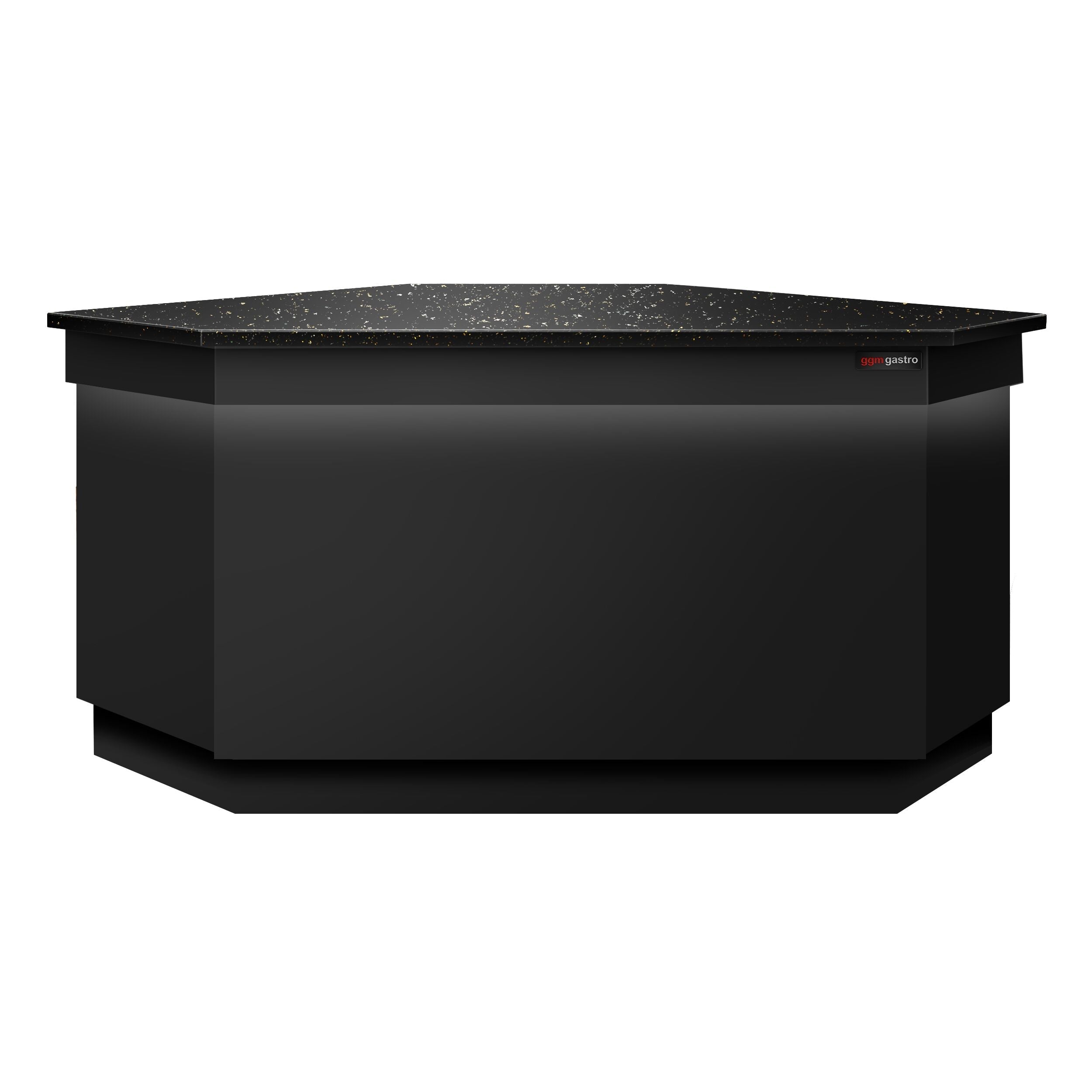 Corner Case Counter Toronto - 1565mm - Black Front Panel - Black Granite Working Call