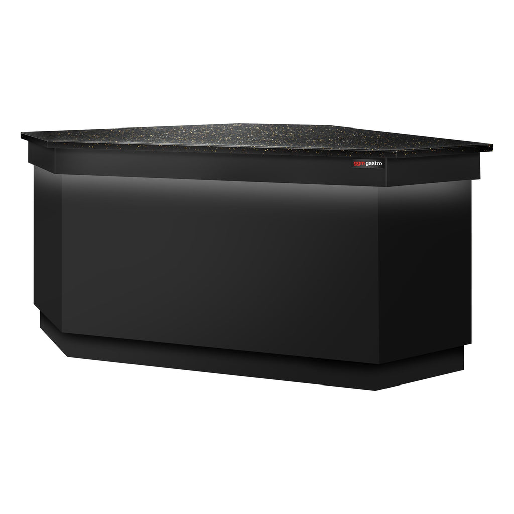 Corner Case Counter Toronto - 1565mm - Black Front Panel - Black Granite Working Call
