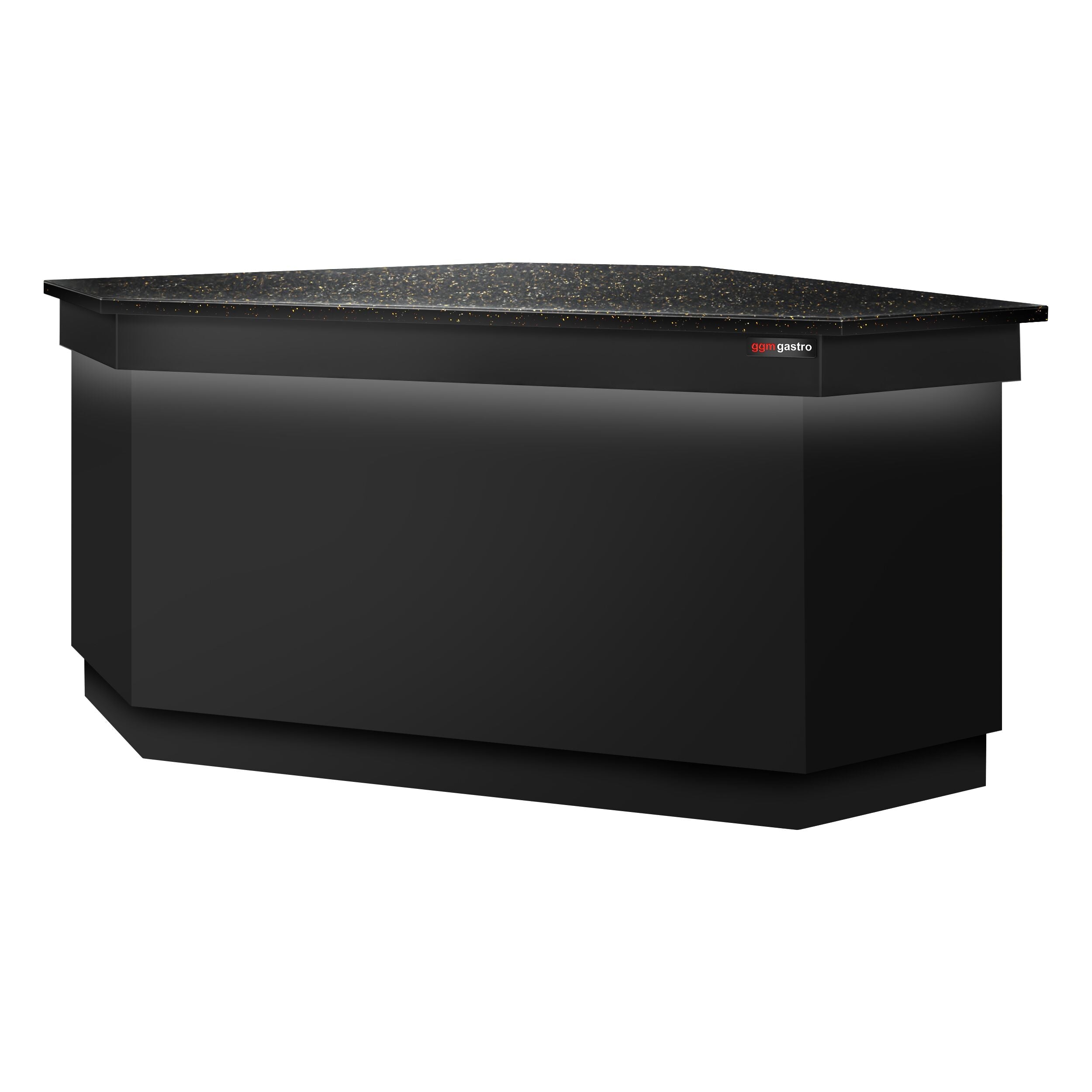 Corner Case Counter Toronto - 1565mm - Black Front Panel - Black Granite Working Call