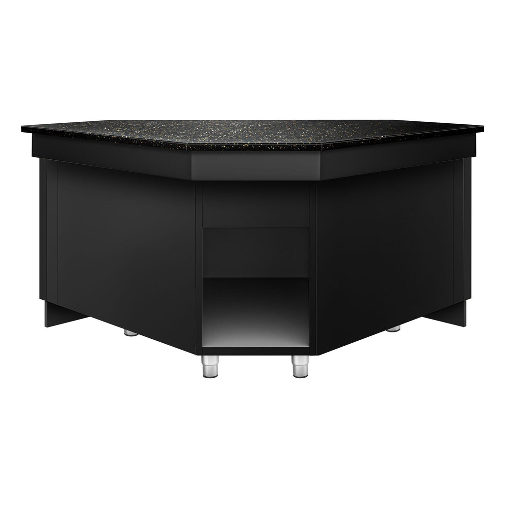 Corner Case Counter Toronto - 1565mm - Black Front Panel - Black Granite Working Call