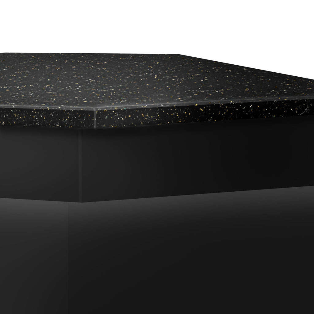 Corner Case Counter Toronto - 1565mm - Black Front Panel - Black Granite Working Call