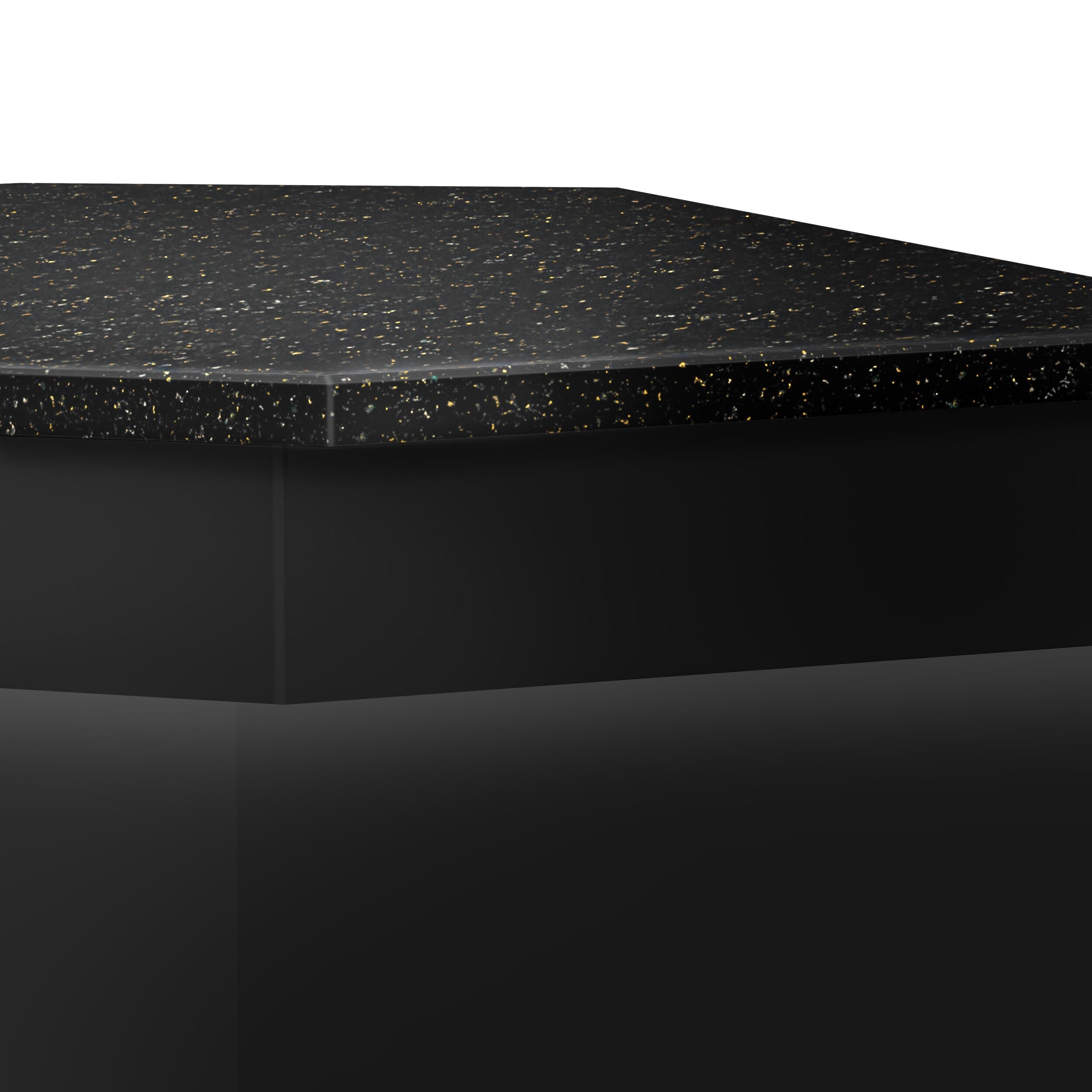 Corner Case Counter Toronto - 1565mm - Black Front Panel - Black Granite Working Call