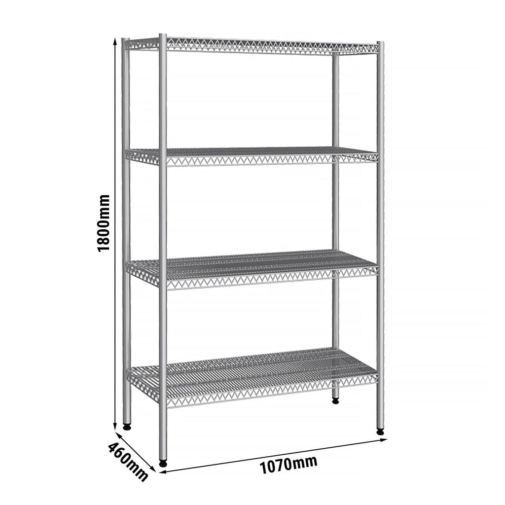 Stainless Steel Shelf - 1070x460mm - 4 wire shelves (fixed)
