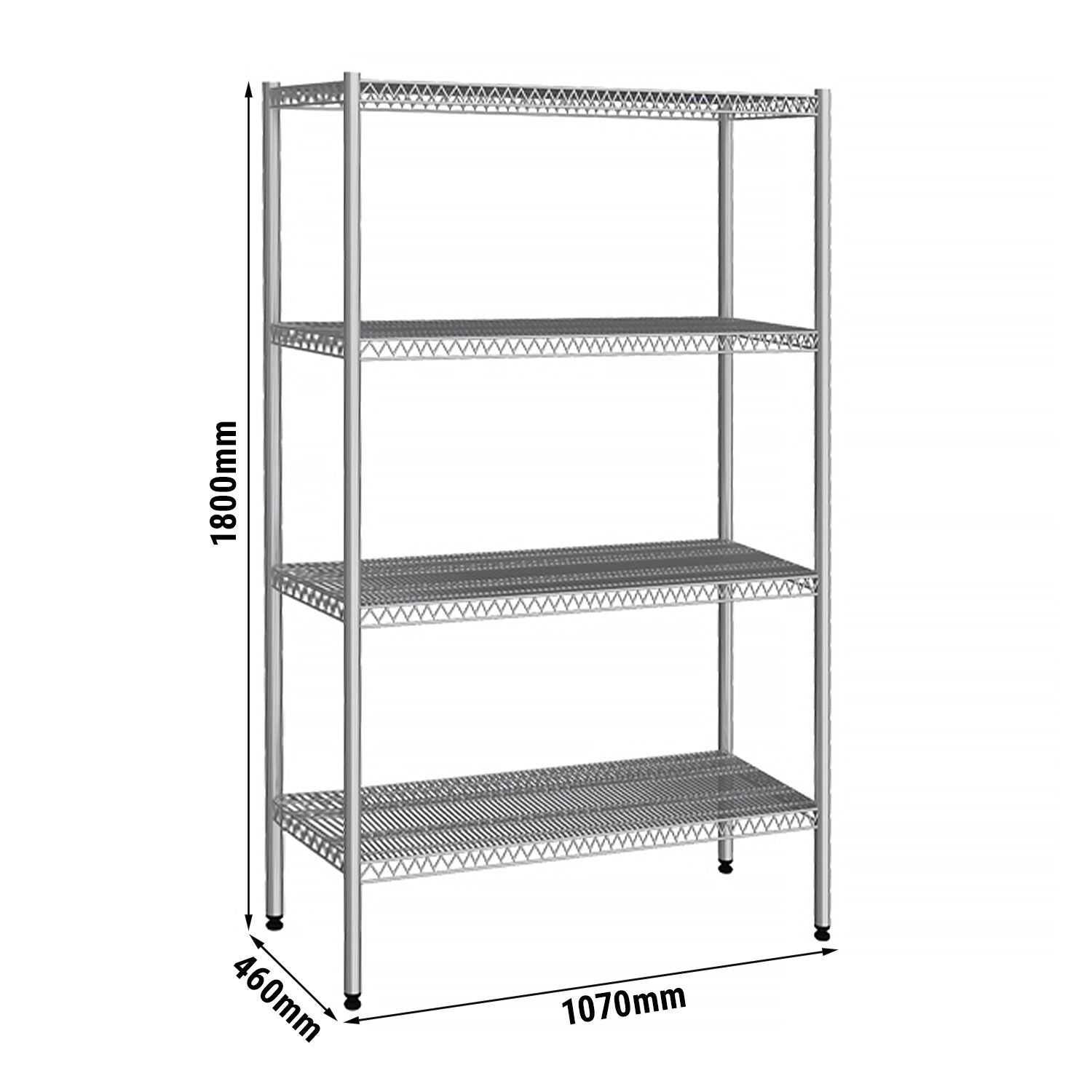Stainless Steel Shelf - 1070x460mm - 4 wire shelves (fixed)