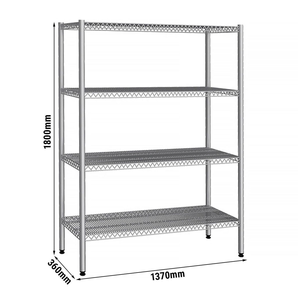 Stainless Steel Shelf - 1370x360mm - 4 wire shelf (fixed)