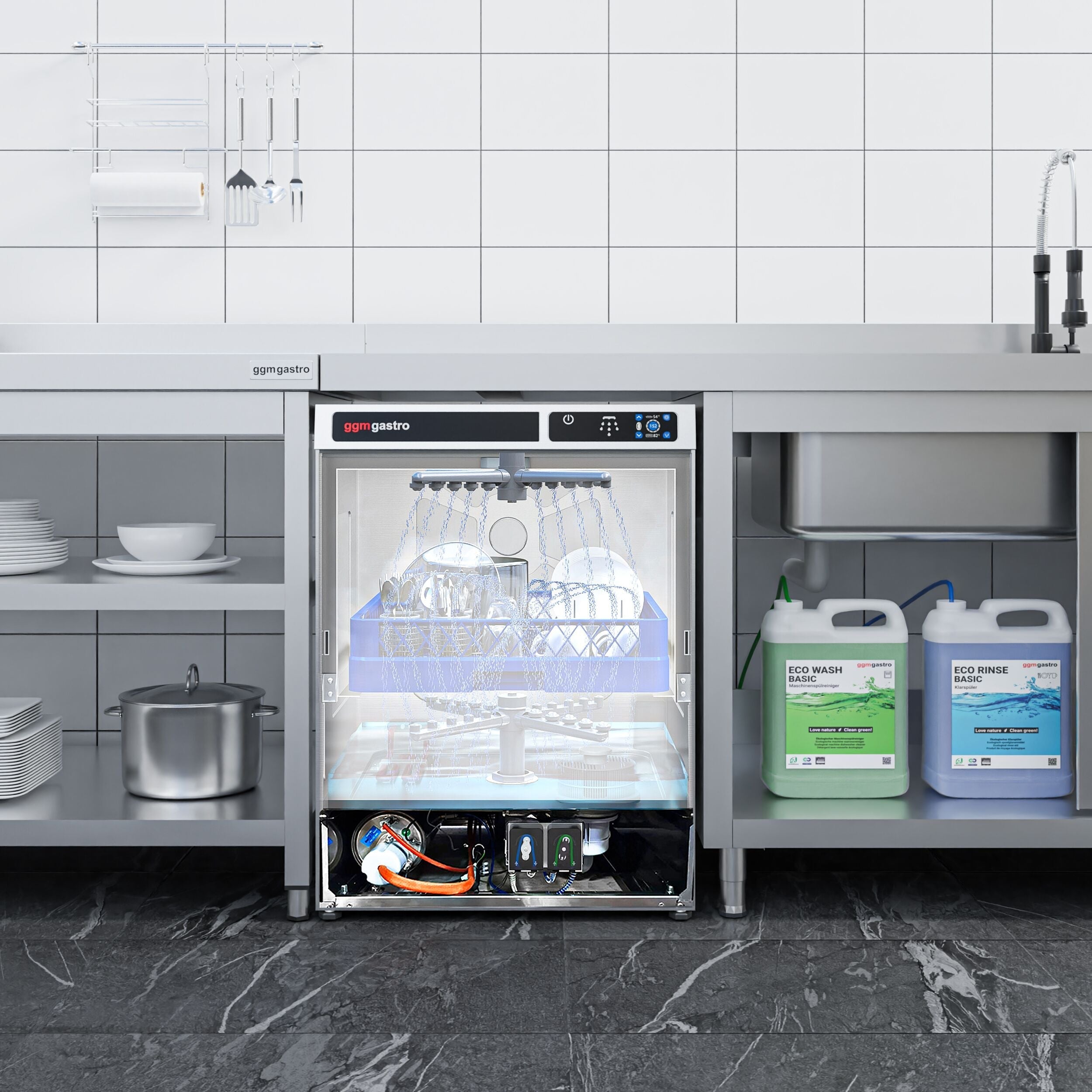 Dishwasher - 3.6 kW - detergent, polisher & evacuation pump
