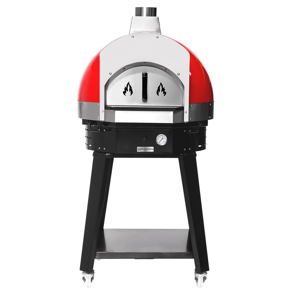 Wood pizza oven - height: 0.83 m - sub -stand included - (red)