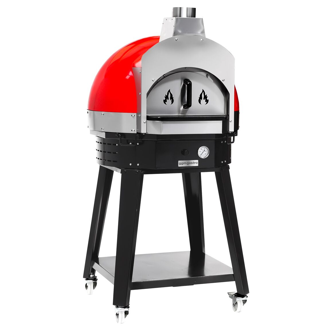 Wood pizza oven - height: 0.83 m - sub -stand included - (red)