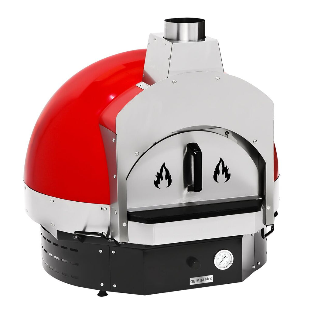 Wood pizza oven - height: 0.77 m - sub -stand included - (red)
