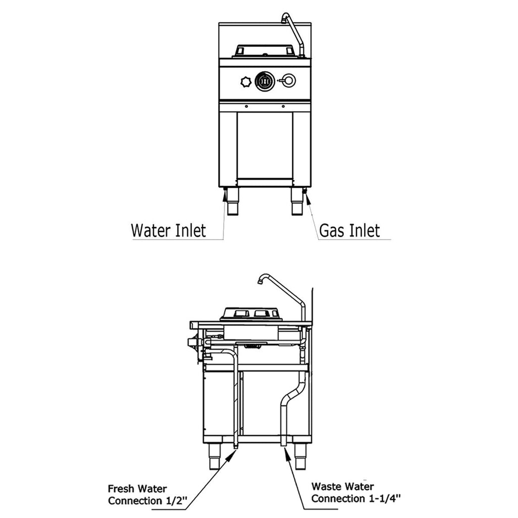 Gasli Wok January - 15 kW - 1 -eyed - 1 mini water column