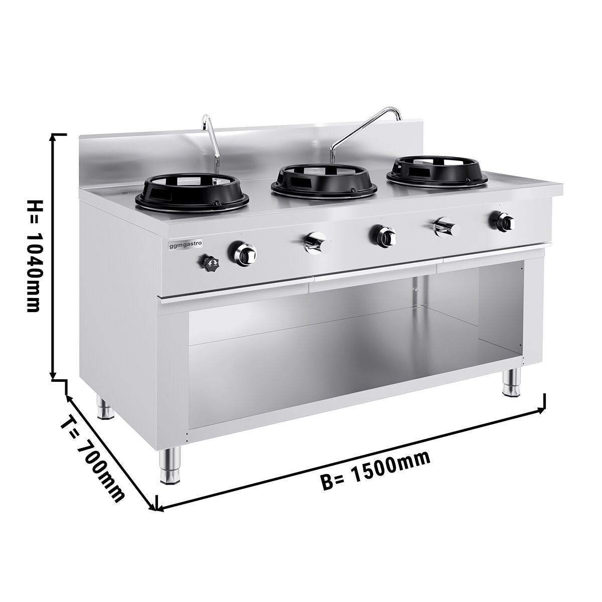 Gasli Wok January - 45 kW - 3 -eyed - 2 mini -water column