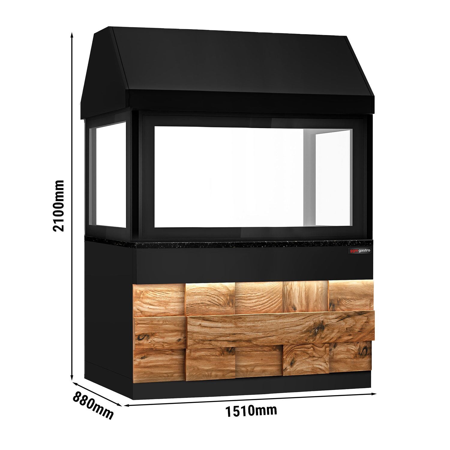 Toronto for wood coal grill - 1500mm - black granite work machine