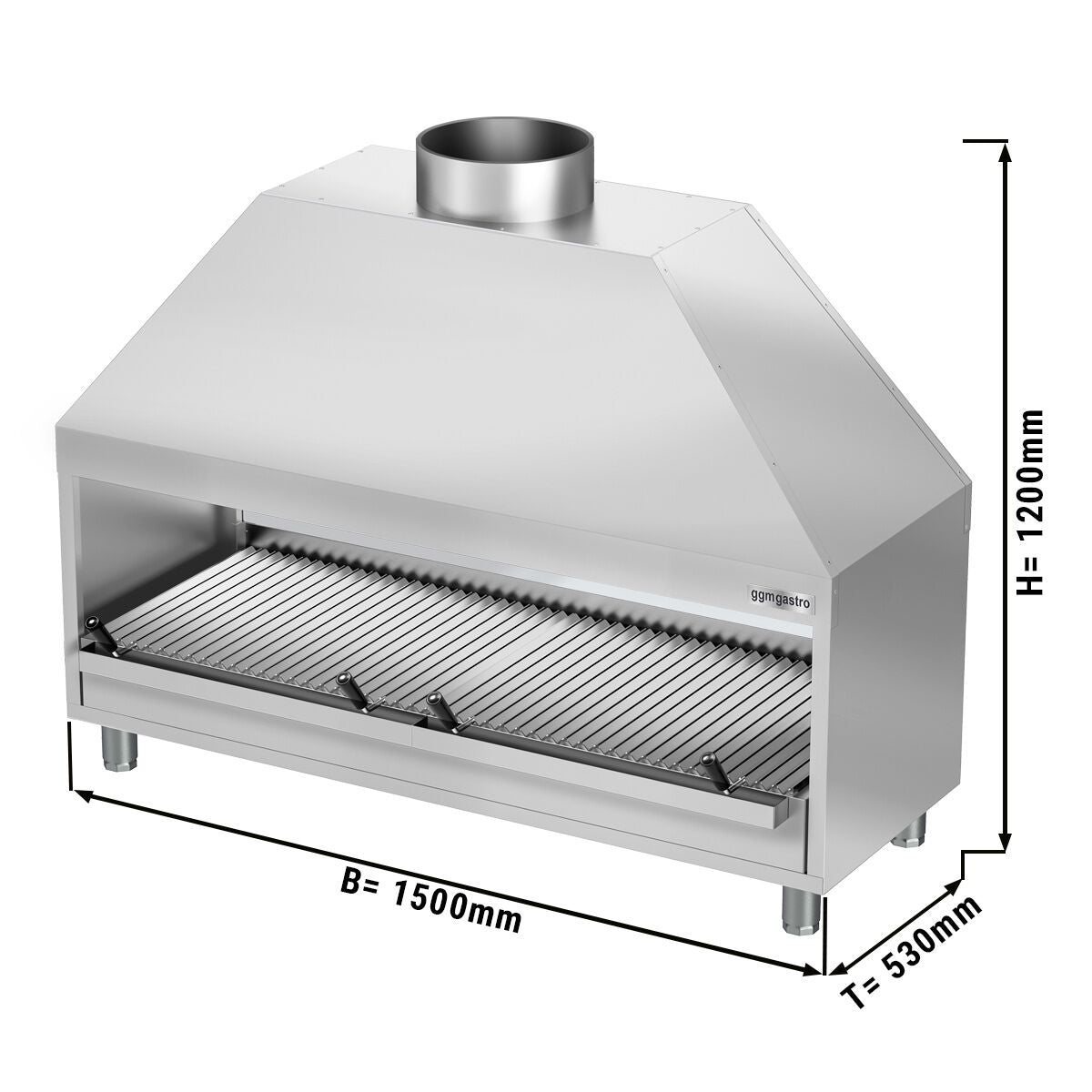 Stainless Steel Coal Grill - 1.5m