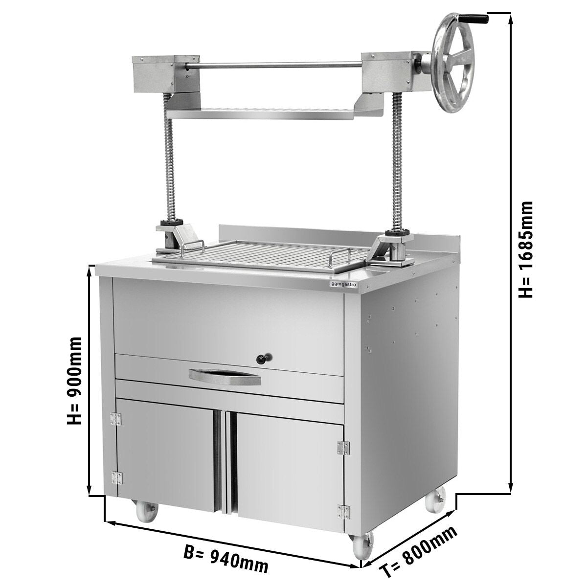 Coal Grill -800mm - Liftli & 2 Drawers
