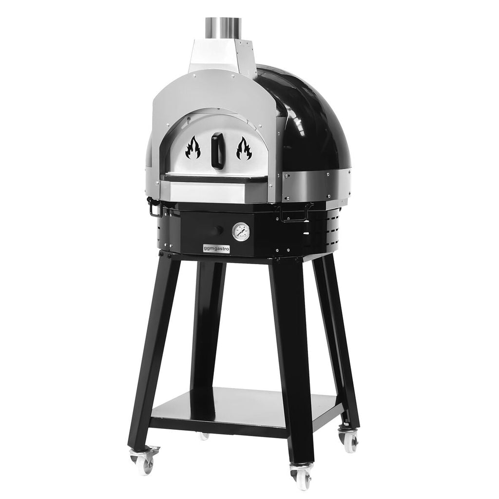 Wood pizza oven - height: 0.83 m - sub -stand included - (black)