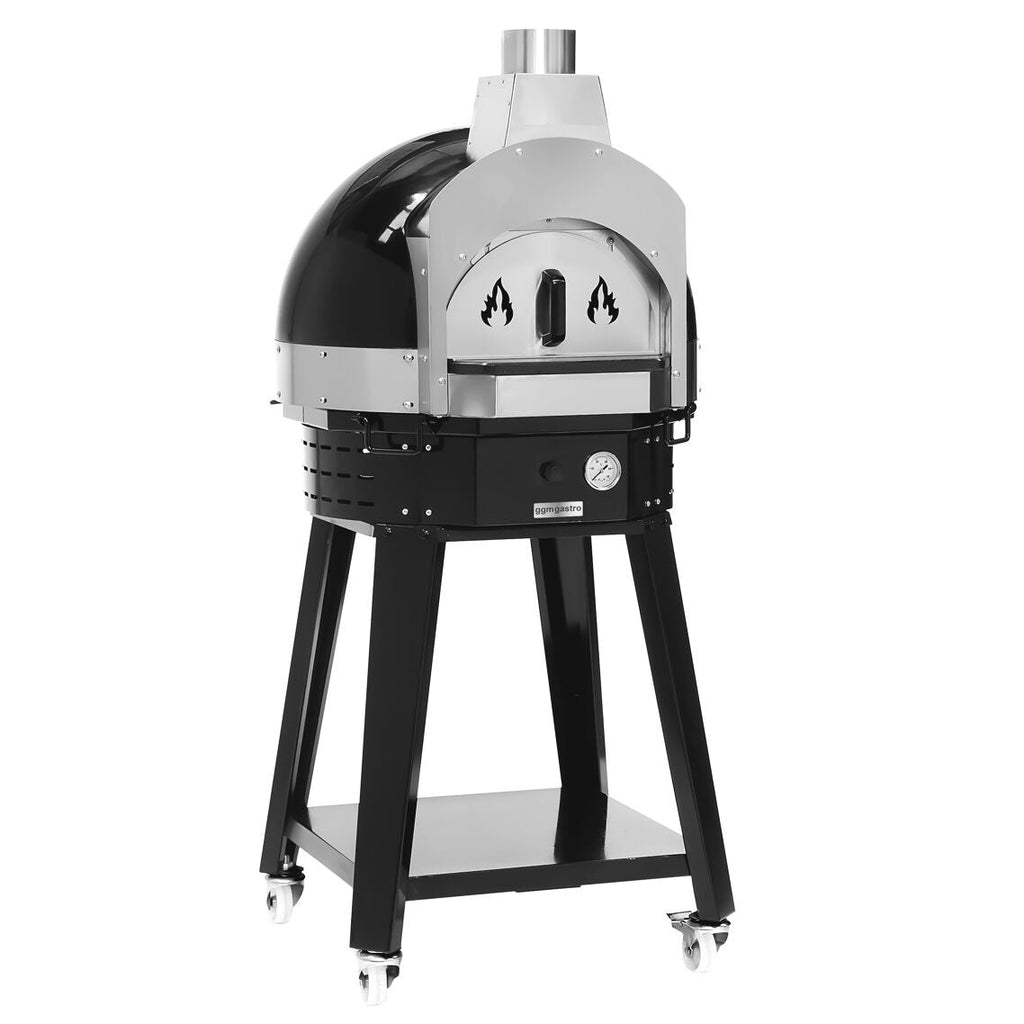 Wood pizza oven - height: 0.83 m - sub -stand included - (black)