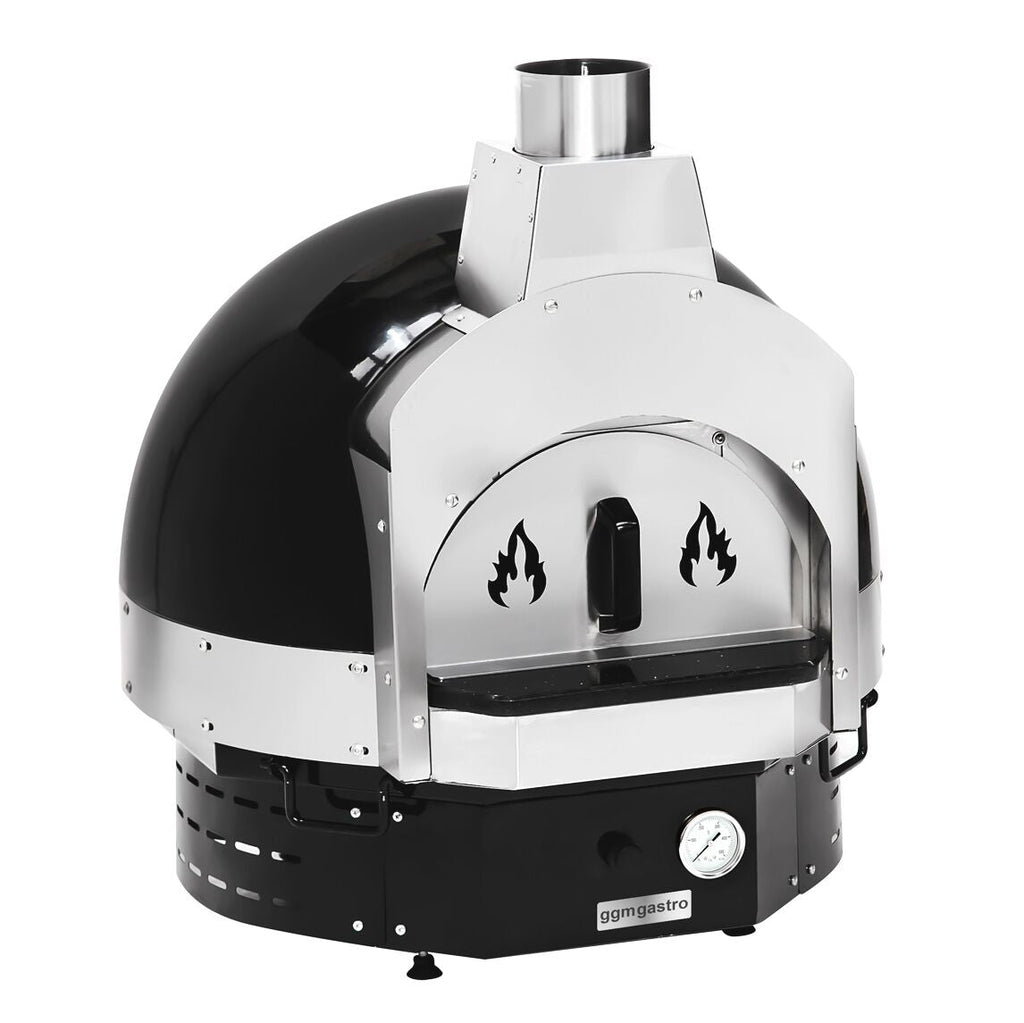 Wood pizza oven - height: 0.83 m - sub -stand included - (black)