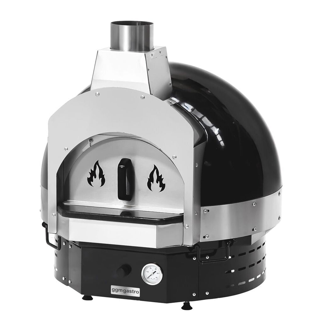 Wood pizza oven - height: 0.77 m - sub -stand included - (black)