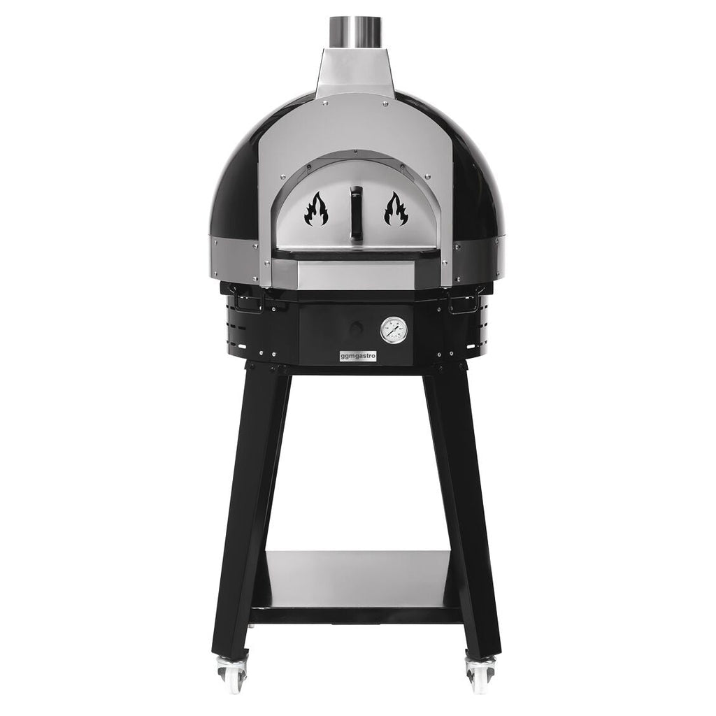 Wood pizza oven - height: 0.77 m - sub -stand included - (black)