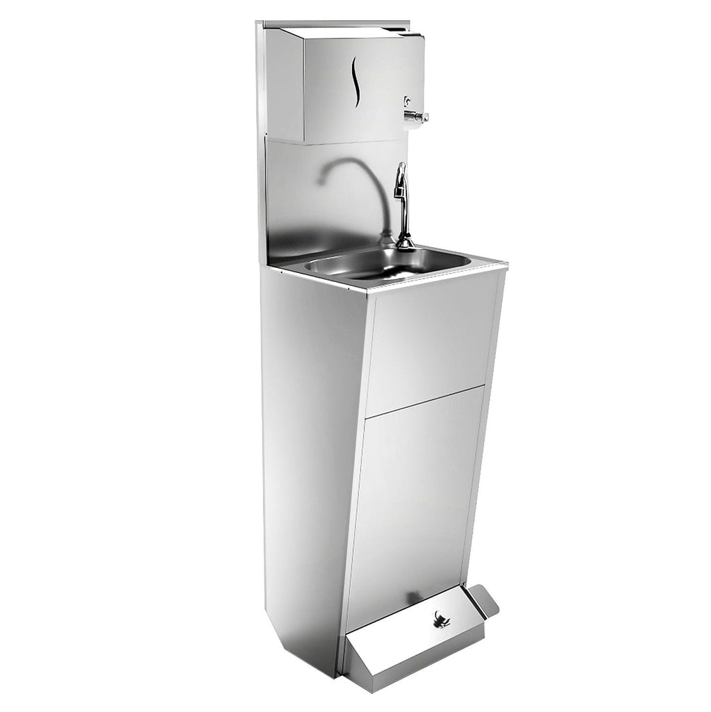 Sink | Washing Station - Stainless Steel - Foot Control, Paper and Soapluk
