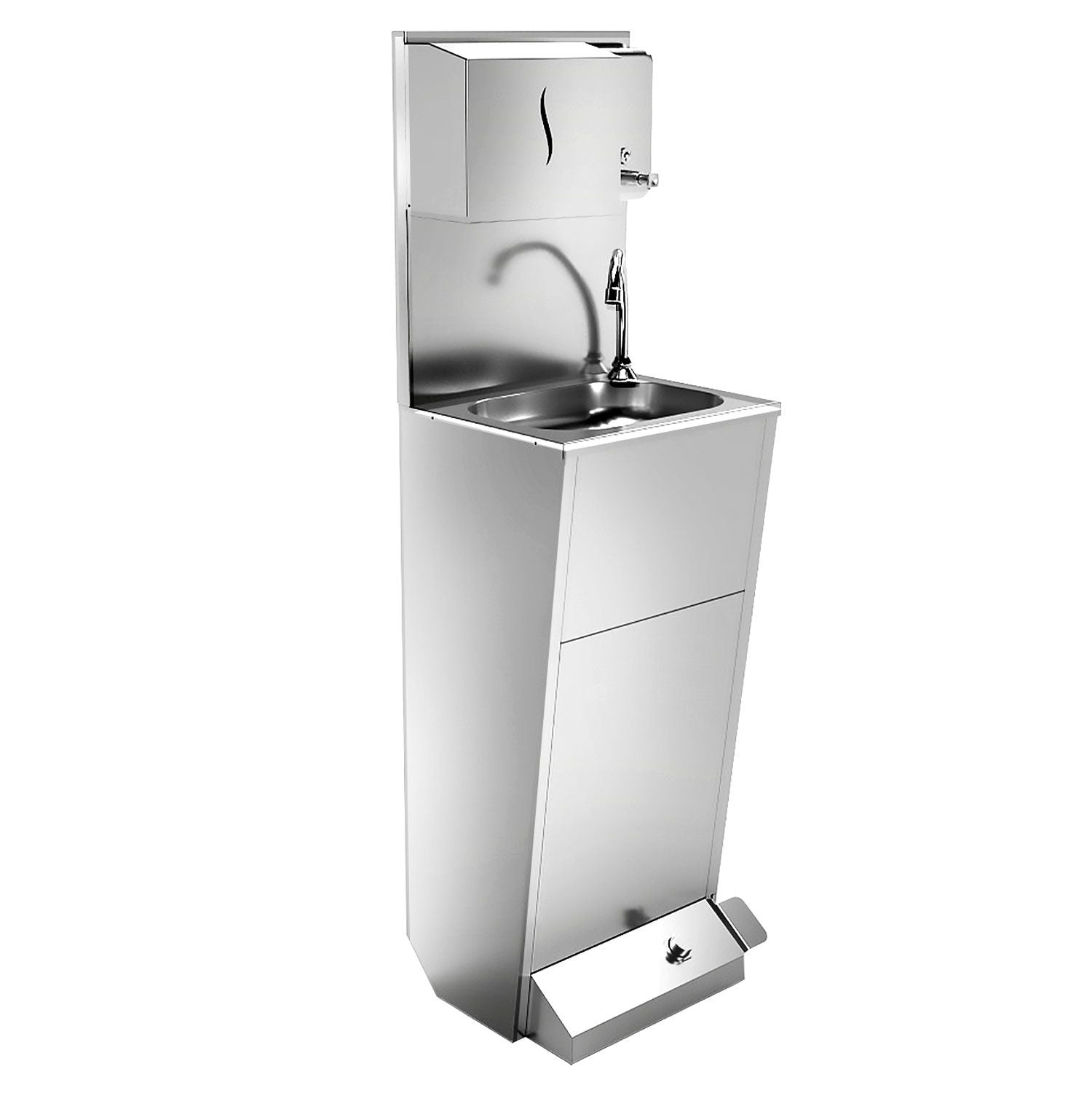 Sink | Washing Station - Stainless Steel - Foot Control, Paper and Soapluk