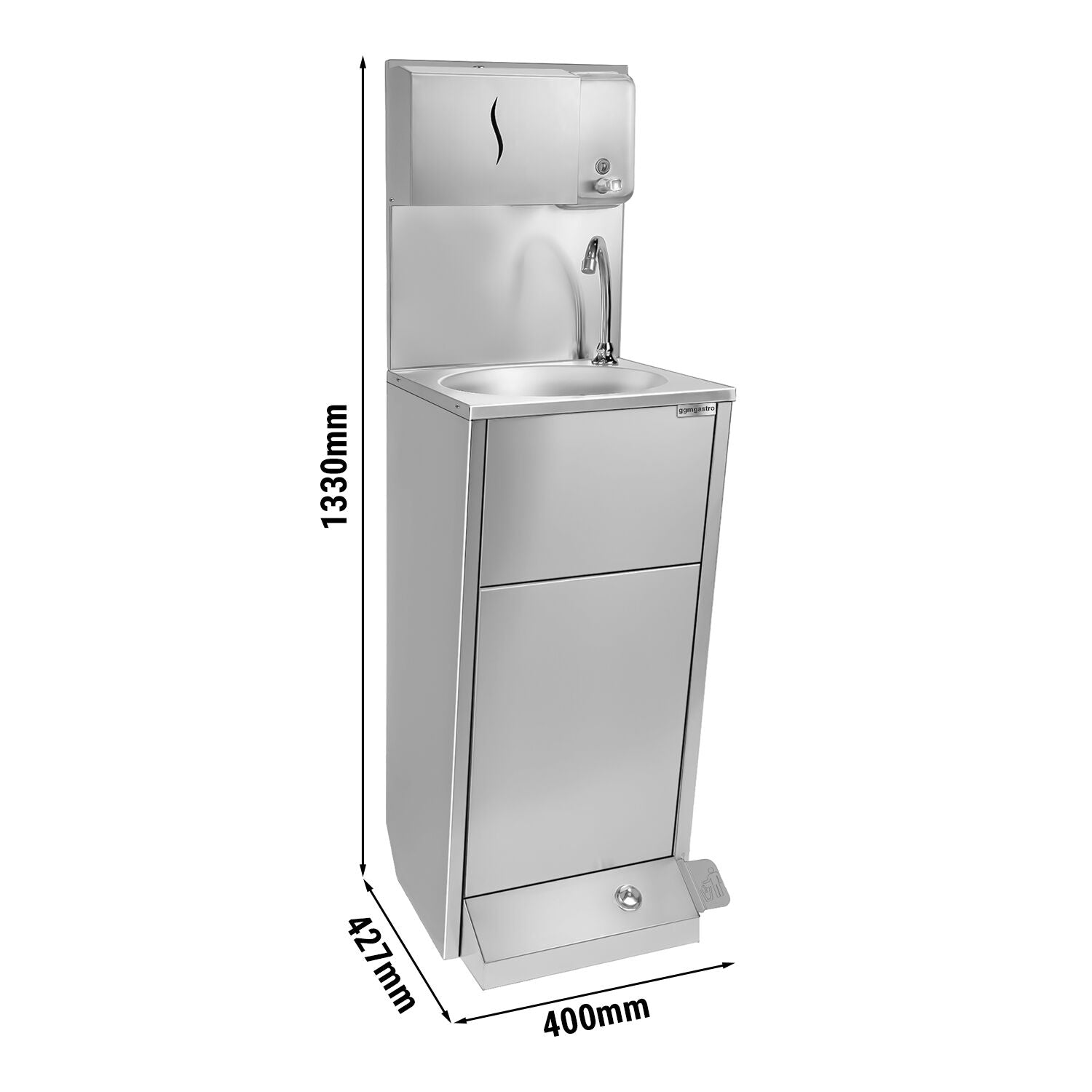 Foot -controlled, napkin and soap Dispenseli Stainless Steel Sink - Washing Station