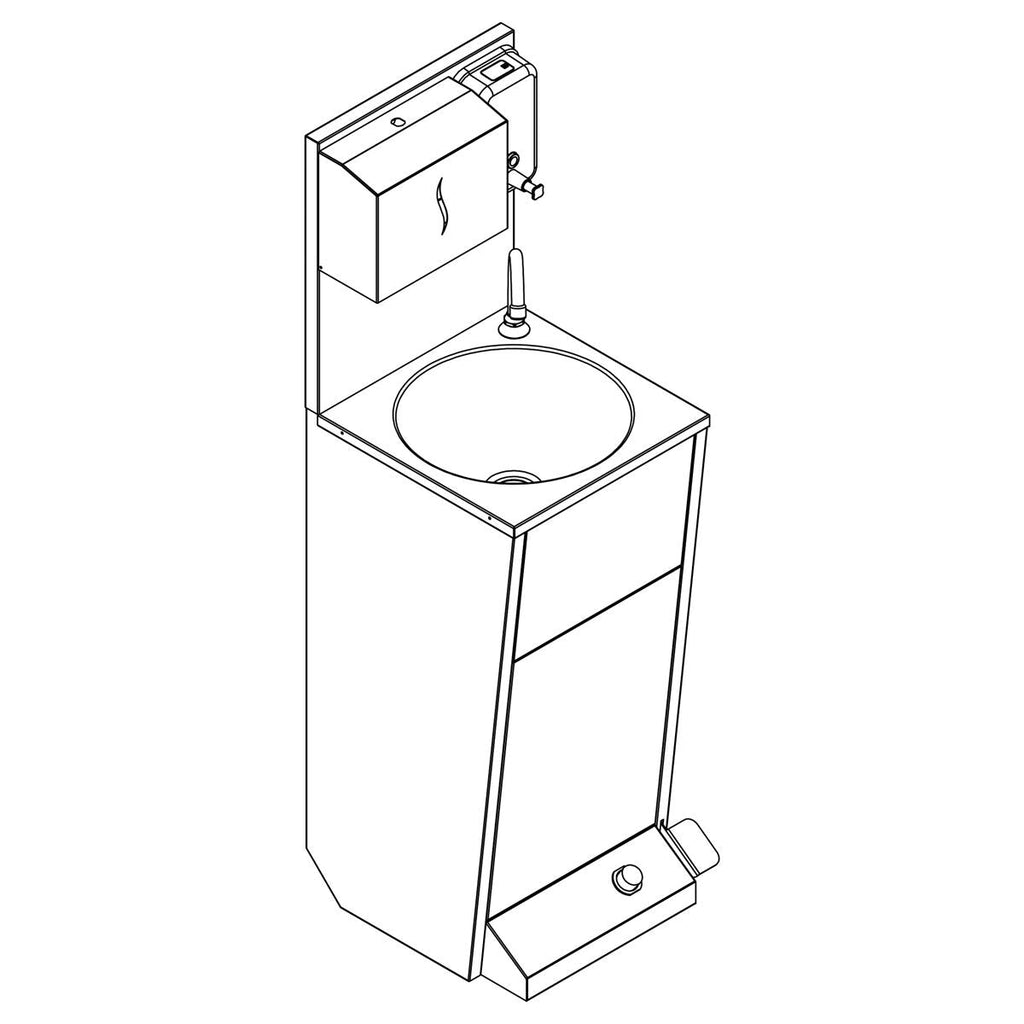 Foot -controlled, napkin and soap Dispenseli Stainless Steel Sink - Washing Station