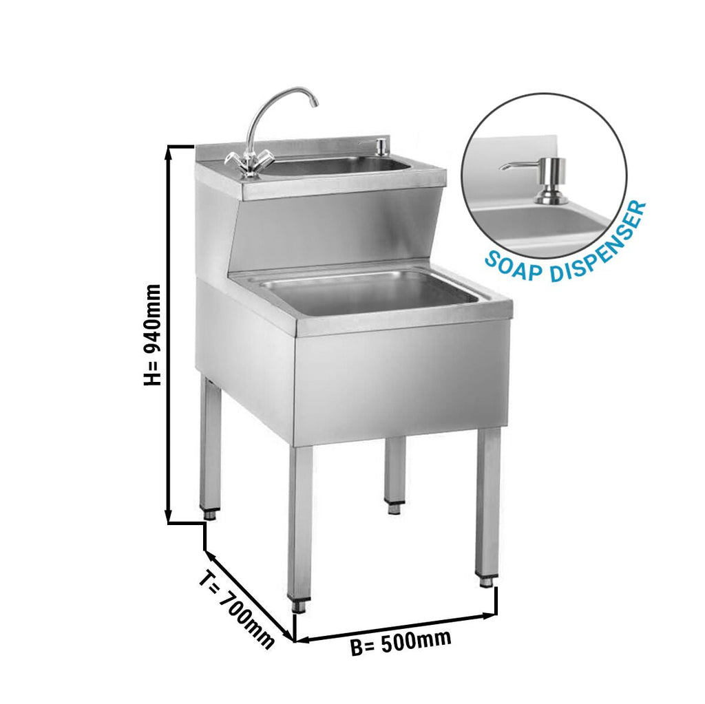 Hand Washing Sink - Cleaning and Rinsing - Soaping