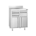 Working counter with cupboard - for the coffee machine - 800x600mm - Telve bucket, 2 drawers, 2 doors & backs