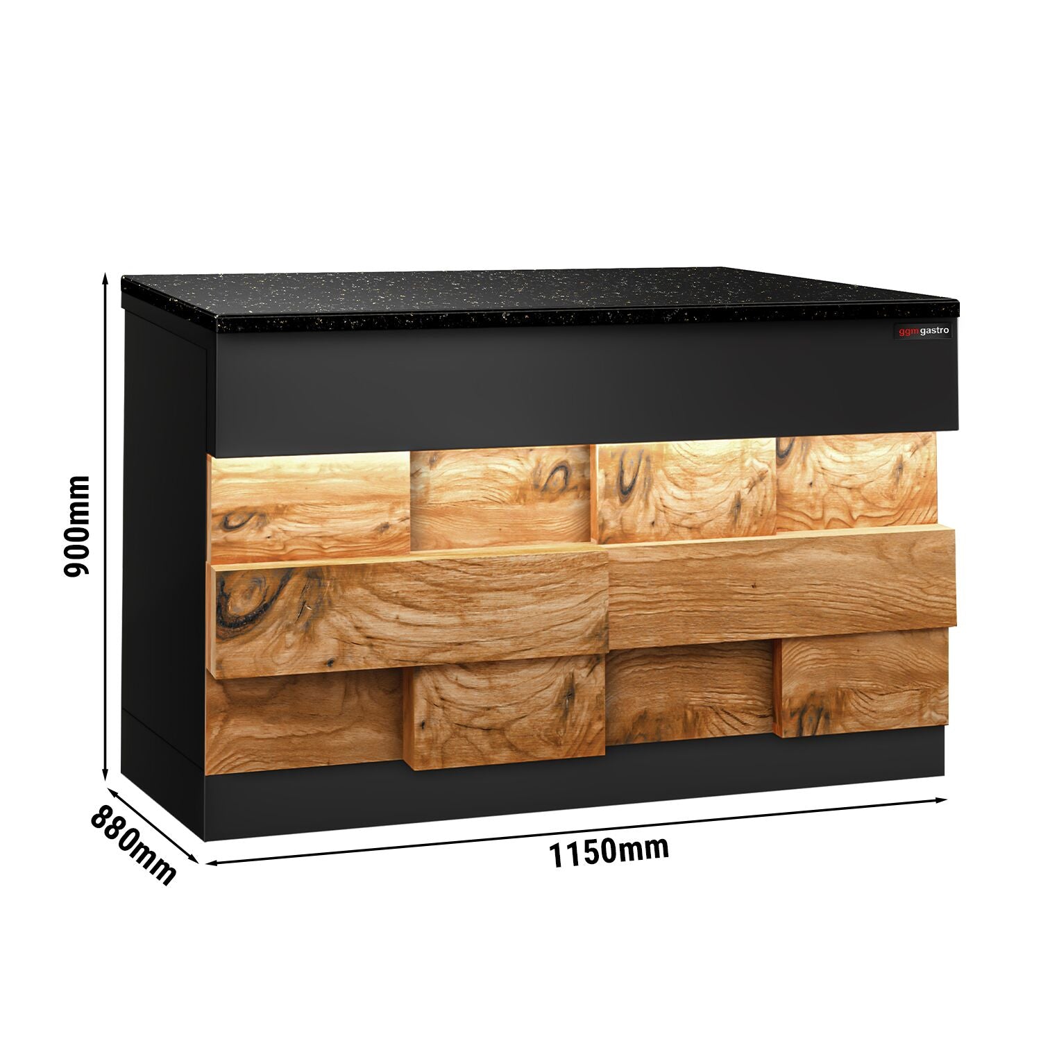 Case Counter Toronto - 1150mm - Wooden Front Panel - Black Granite Working Call