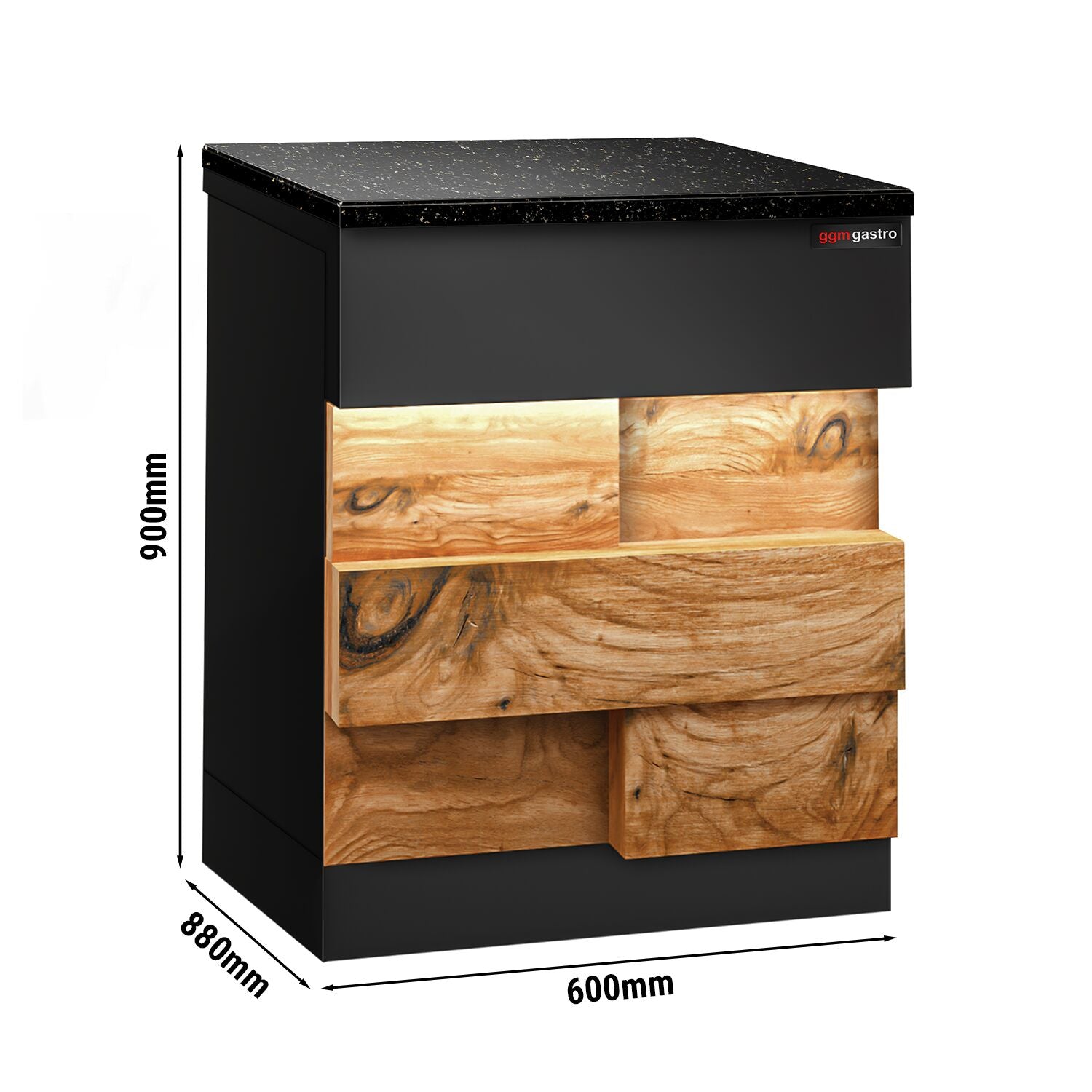 Case Counter Toronto - 600mm - Wooden Front Panel - Black Granite Working Call