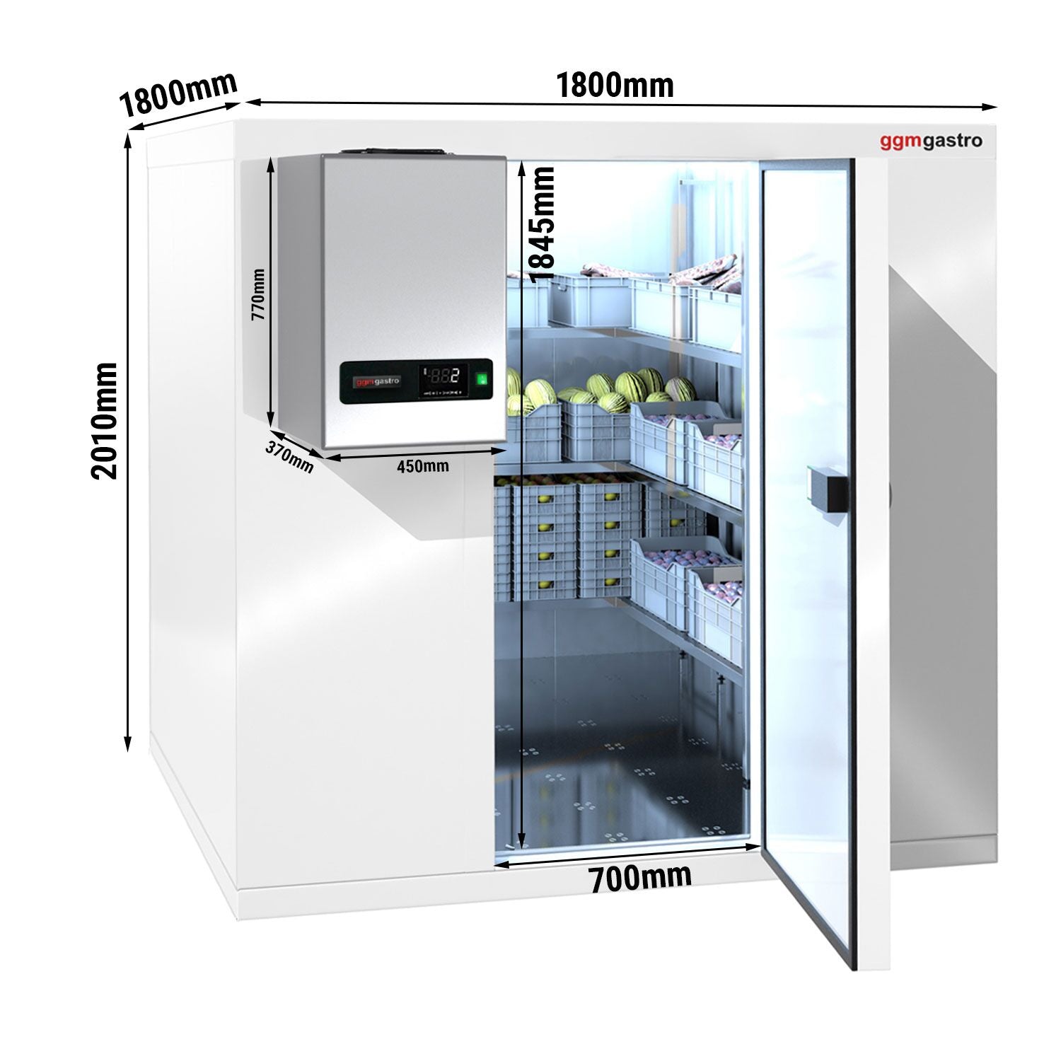 Cold Room - 1800x1500mm - 4,97m³ - Including cooling unit